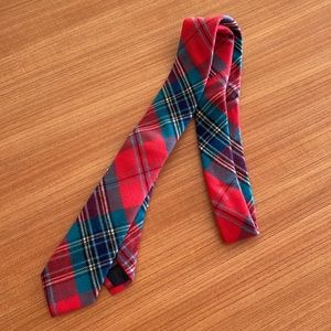 Crewcuts J.crew Boys Flannel Tie 52 Red Green Plaid Holiday